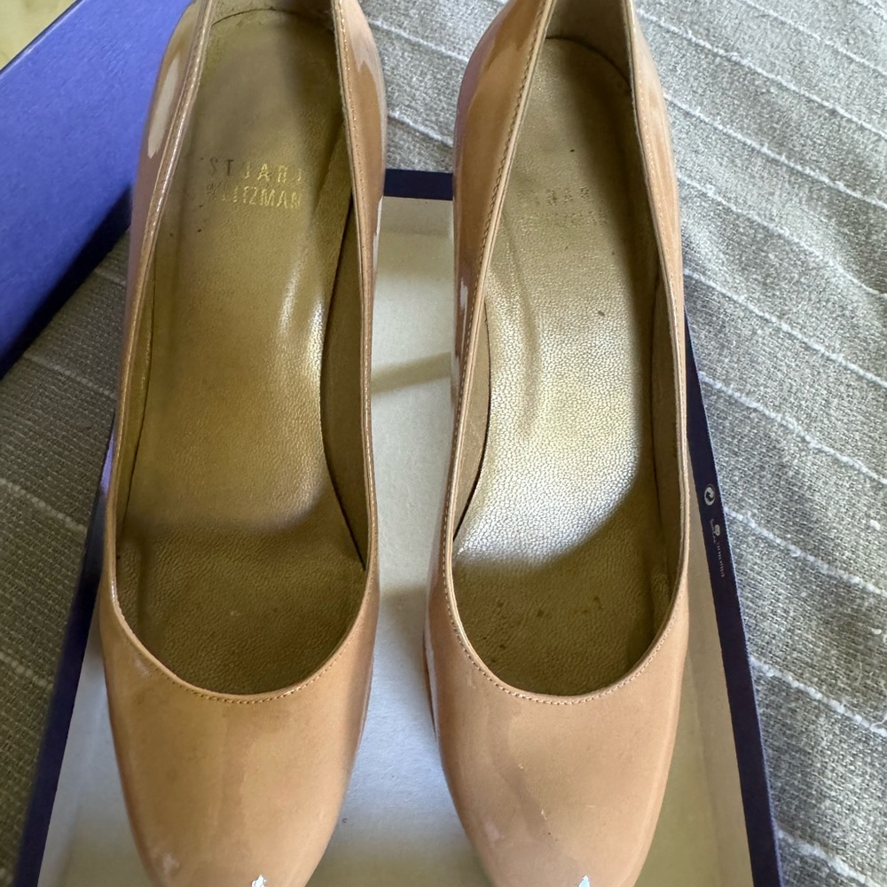 Patent Nude Stuart Weitzman Adobe Aniline Heels - image 3